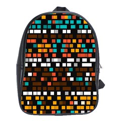 Squares Pattern In Retro Colors School Bag (xl) by LalyLauraFLM