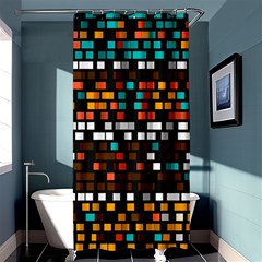 Squares Pattern In Retro Colors	shower Curtain 36  X 72 