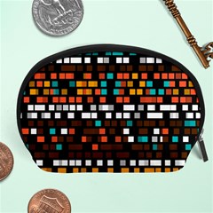 Squares Pattern In Retro Colors Accessory Pouch by LalyLauraFLM