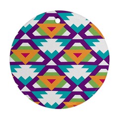 Triangles And Other Shapes Pattern Ornament (round)