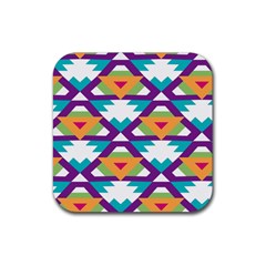 Triangles And Other Shapes Pattern Rubber Coaster (square) by LalyLauraFLM