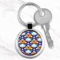 Triangles And Other Shapes Pattern Key Chain (round)