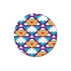 Triangles And Other Shapes Pattern Magnet 3  (round) by LalyLauraFLM