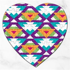 Triangles And Other Shapes Pattern Jigsaw Puzzle (heart) by LalyLauraFLM