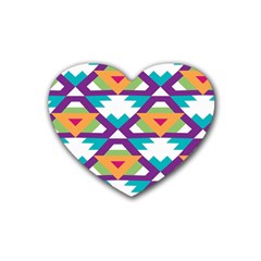 Triangles And Other Shapes Pattern Rubber Coaster (heart)