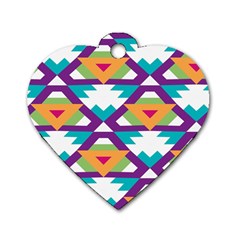 Triangles And Other Shapes Pattern Dog Tag Heart (one Side)