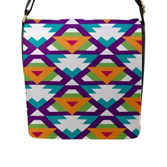 Triangles And Other Shapes Pattern Flap Closure Messenger Bag (l) by LalyLauraFLM