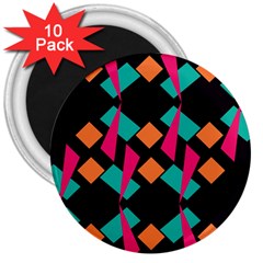 Shapes In Retro Colors  3  Magnet (10 Pack)