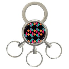 Shapes In Retro Colors  3-ring Key Chain