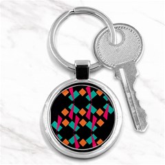 Shapes In Retro Colors  Key Chain (round)