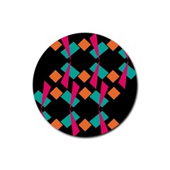 Shapes In Retro Colors  Rubber Coaster (round)