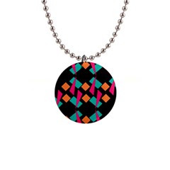 Shapes In Retro Colors  1  Button Necklace