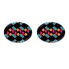 Shapes In Retro Colors  Cufflinks (oval) by LalyLauraFLM