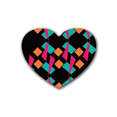 Shapes In Retro Colors  Rubber Coaster (heart) by LalyLauraFLM