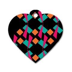 Shapes In Retro Colors  Dog Tag Heart (one Side)