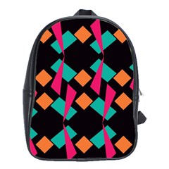 Shapes In Retro Colors  School Bag (large) by LalyLauraFLM