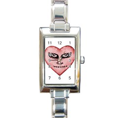 Angry Devil Heart Drawing Print Rectangle Italian Charm Watches