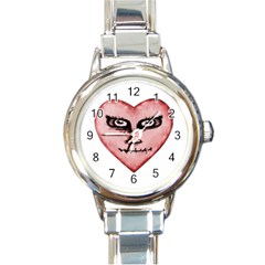 Angry Devil Heart Drawing Print Round Italian Charm Watches