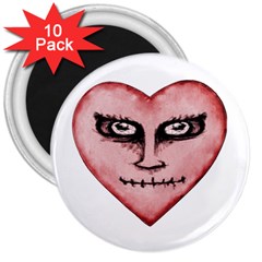 Angry Devil Heart Drawing Print 3  Magnets (10 Pack) 