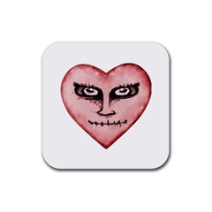 Angry Devil Heart Drawing Print Rubber Coaster (square)  by dflcprints