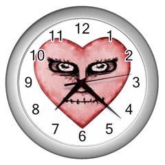 Angry Devil Heart Drawing Print Wall Clocks (silver)  by dflcprints