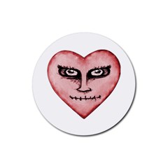 Angry Devil Heart Drawing Print Rubber Coaster (round)  by dflcprints