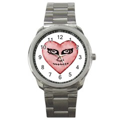 Angry Devil Heart Drawing Print Sport Metal Watches