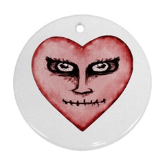 Angry Devil Heart Drawing Print Round Ornament (two Sides) 