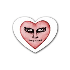 Angry Devil Heart Drawing Print Rubber Coaster (heart)  by dflcprints