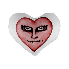 Angry Devil Heart Drawing Print Standard 16  Premium Heart Shape Cushions by dflcprints