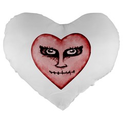 Angry Devil Heart Drawing Print Large 19  Premium Heart Shape Cushions by dflcprints