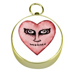 Angry Devil Heart Drawing Print Gold Compasses