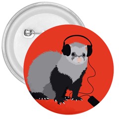 Funny Music Lover Ferret 3  Buttons by CreaturesStore