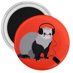 Funny Music Lover Ferret 3  Magnets