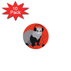 Funny Music Lover Ferret 1  Mini Buttons (10 Pack) 