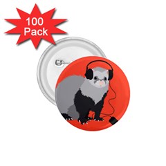 Funny Music Lover Ferret 1 75  Buttons (100 Pack)  by CreaturesStore