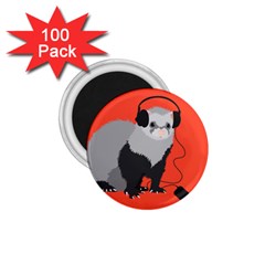 Funny Music Lover Ferret 1 75  Magnets (100 Pack)  by CreaturesStore