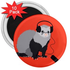 Funny Music Lover Ferret 3  Magnets (10 Pack) 