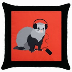 Funny Music Lover Ferret Throw Pillow Cases (black) by CreaturesStore