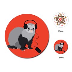 Funny Music Lover Ferret Playing Cards (round)  by CreaturesStore