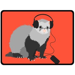 Funny Music Lover Ferret Fleece Blanket (large) 