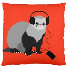 Funny Music Lover Ferret Large Cushion Cases (one Side)  by CreaturesStore