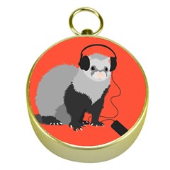 Funny Music Lover Ferret Gold Compasses by CreaturesStore