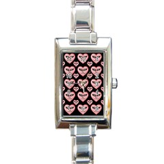 Angry Devil Hearts Seamless Pattern Rectangle Italian Charm Watches