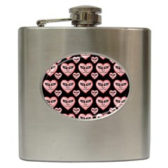 Angry Devil Hearts Seamless Pattern Hip Flask (6 Oz)