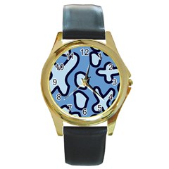 Blue Maths Signs Round Gold Metal Watches