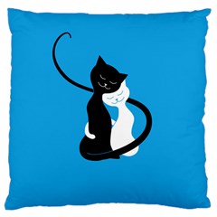 Blue Hugging Love Cats Large Cushion Cases (one Side) 