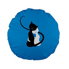 Blue Hugging Love Cats Standard 15  Premium Flano Round Cushions