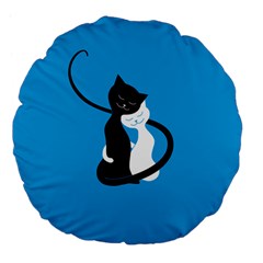 Blue Hugging Love Cats Large 18  Premium Flano Round Cushions