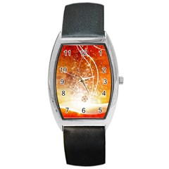 Wonderful Christmas Design With Snowflakes  Barrel Metal Watches